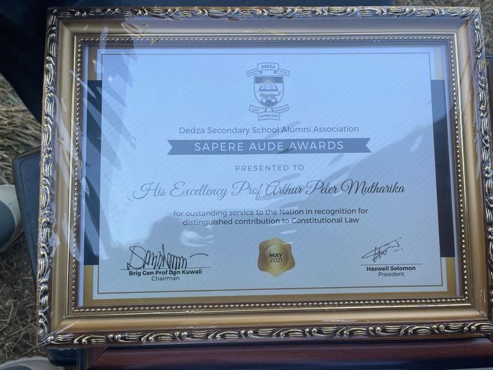 Mutharika Honored with Sepere  Aude Award